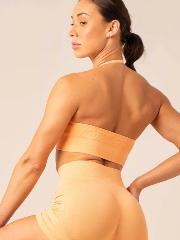 Lift Rib Seamless Halter Sports Bra - Mango sold by Ryderwear