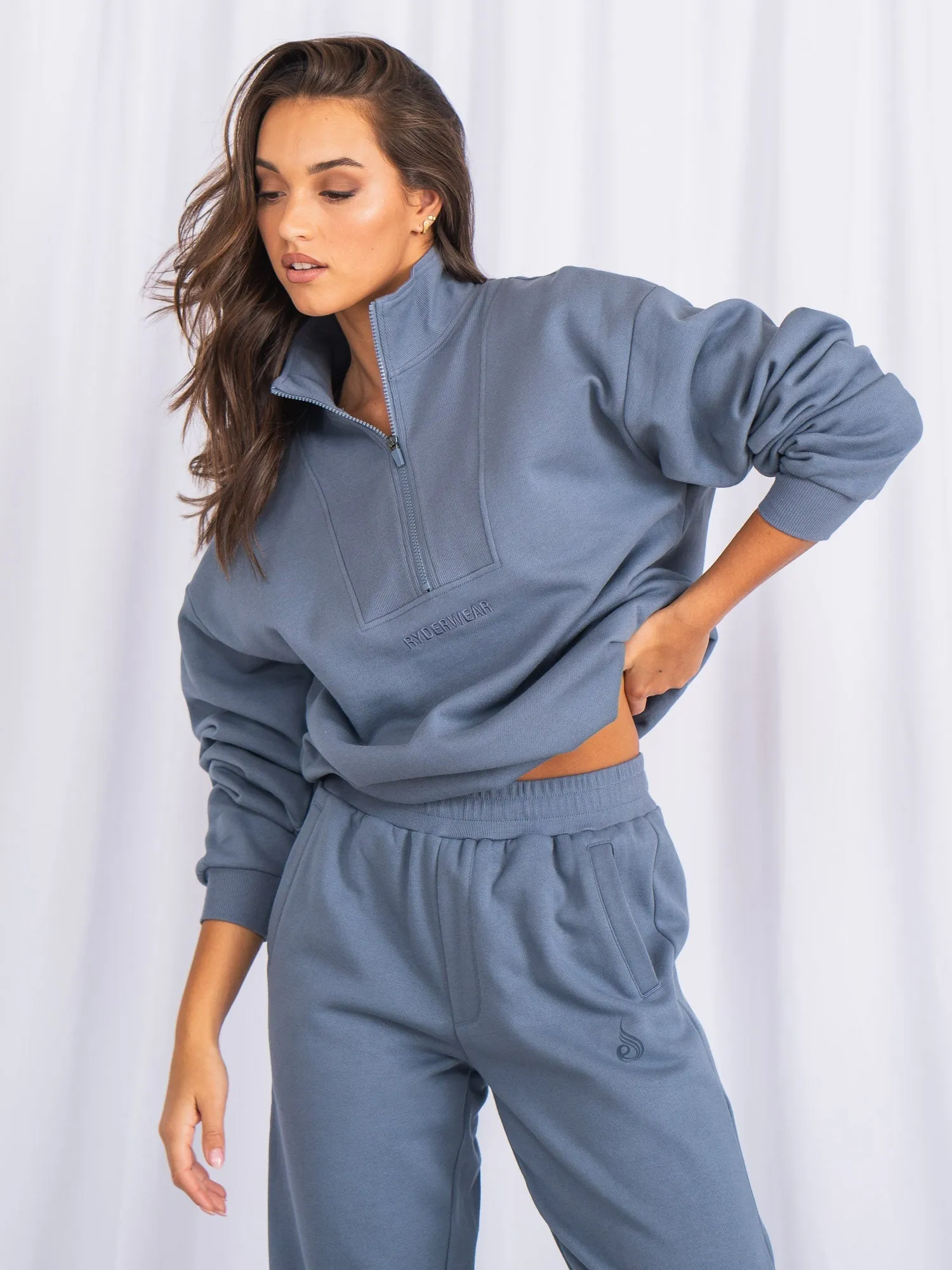 Unisex Half Zip Jumper - Denim Blue sold by Ryderwear product image thumbnail 2