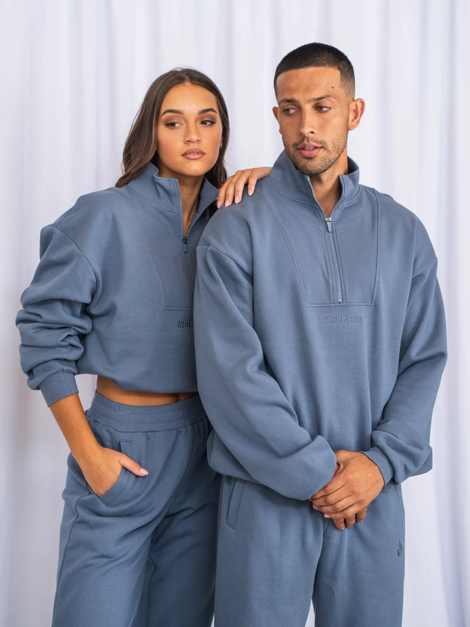 Unisex Half Zip Jumper - Denim Blue sold by Ryderwear