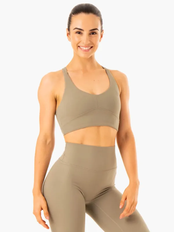 NKD Refine Sports Bra - Khaki sold by Ryderwear