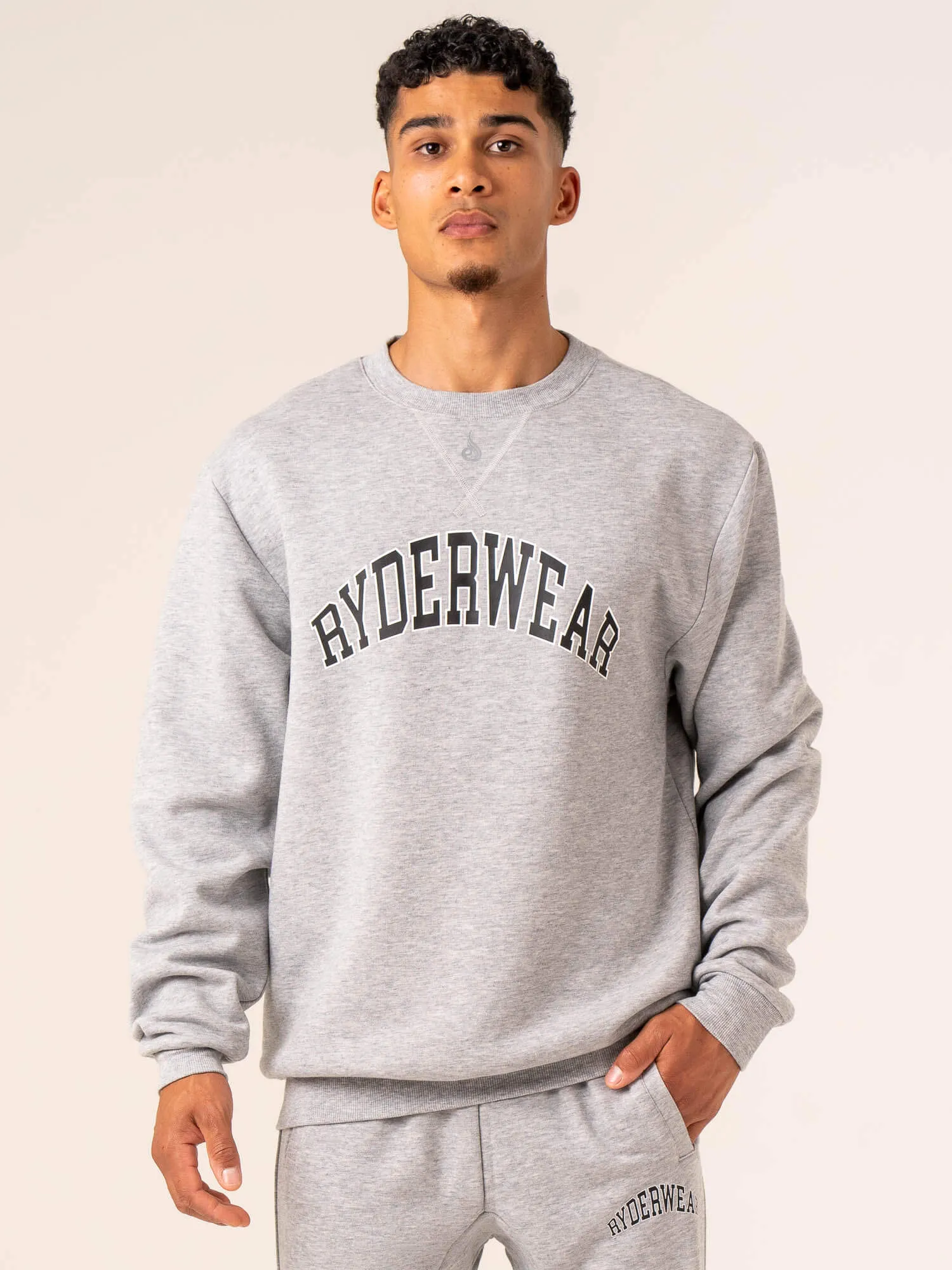Men's Collegiate Crew Neck - Grey Marl sold by Ryderwear