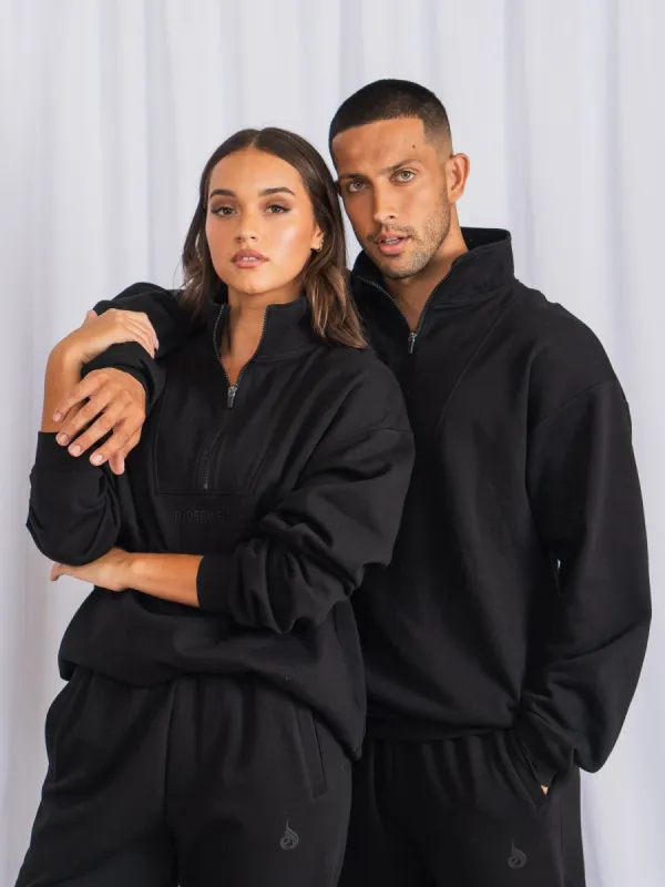 Unisex Half Zip Jumper - Black sold by Ryderwear