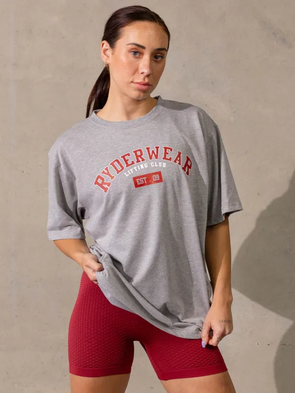 Varsity Oversized T-Shirt - Grey Marl sold by Ryderwear