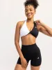 Duo Halter Twist Sports Bra - Black/White sold by Ryderwear