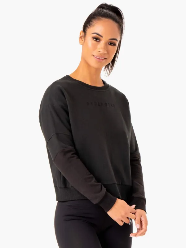 Hybrid Pullover Jumper - Black/Charcoal sold by Ryderwear