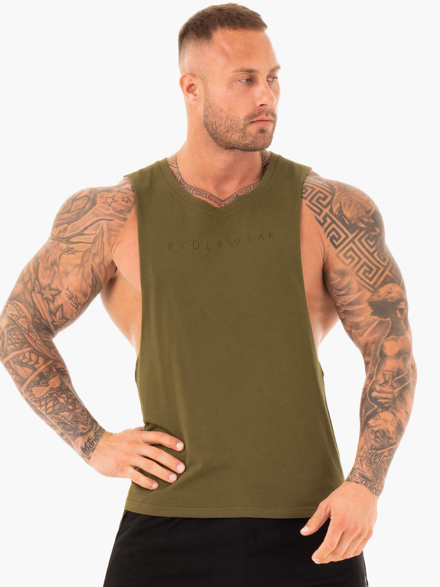 Active Cotton Baller Tank - Khaki sold by Ryderwear