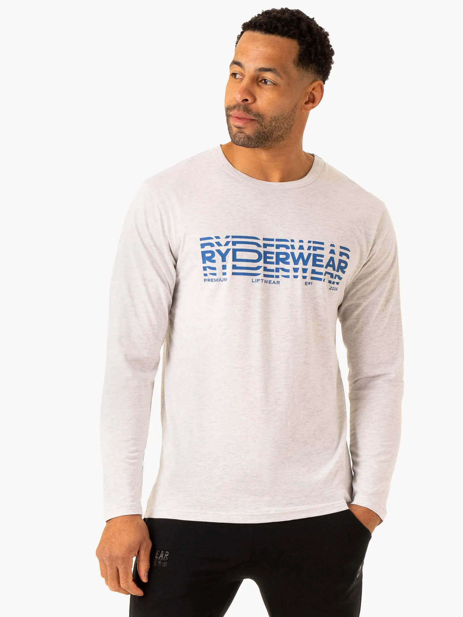 Graphic Long Sleeve T-Shirt - Grey Marl sold by Ryderwear