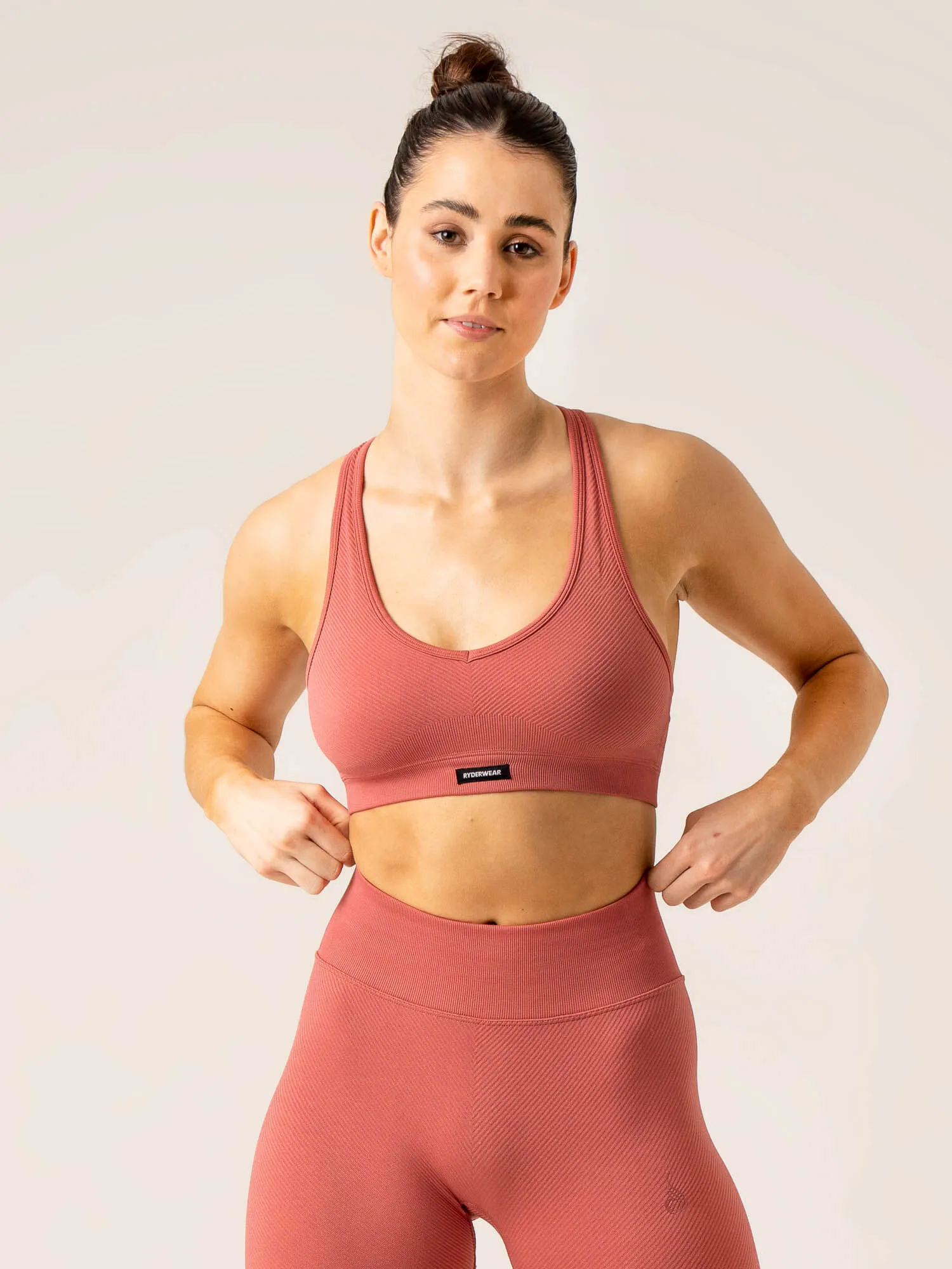 Circuit Rib Seamless Sports Bra - Dusty Red sold by Ryderwear product image thumbnail 3