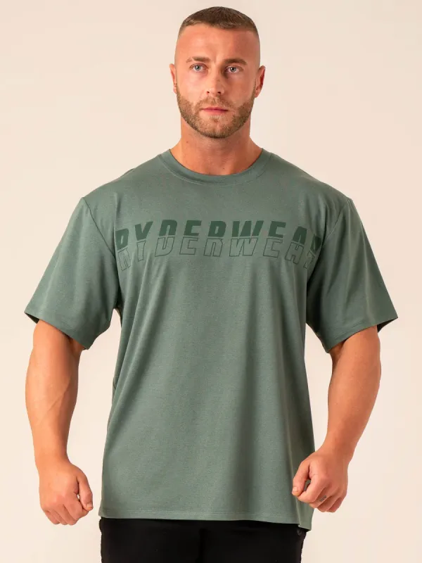 Soft Tech Oversized T-Shirt - Fern Green Marl sold by Ryderwear