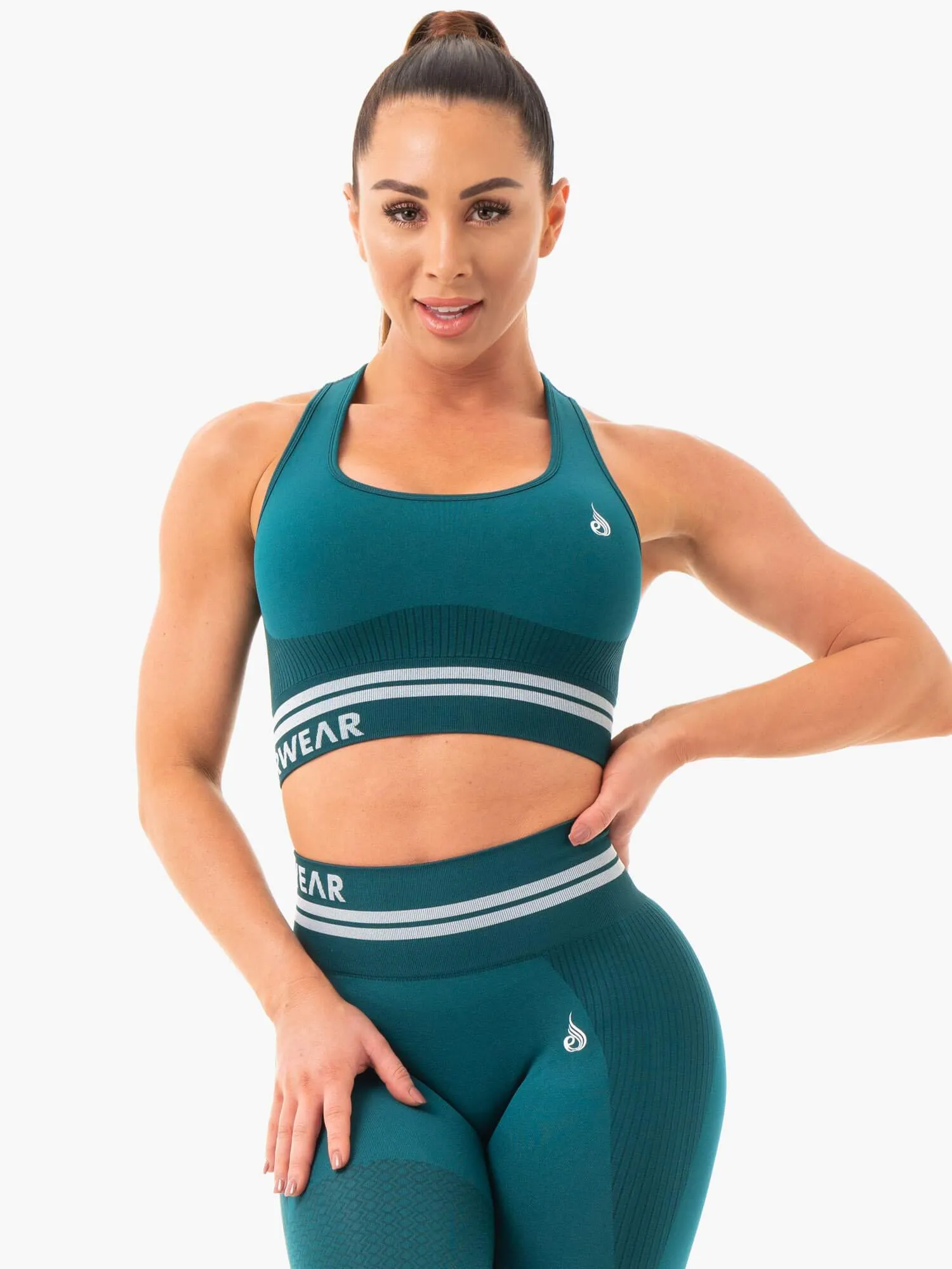 Freestyle Seamless Longline Sports Bra - Emerald Green sold by Ryderwear product image thumbnail 3