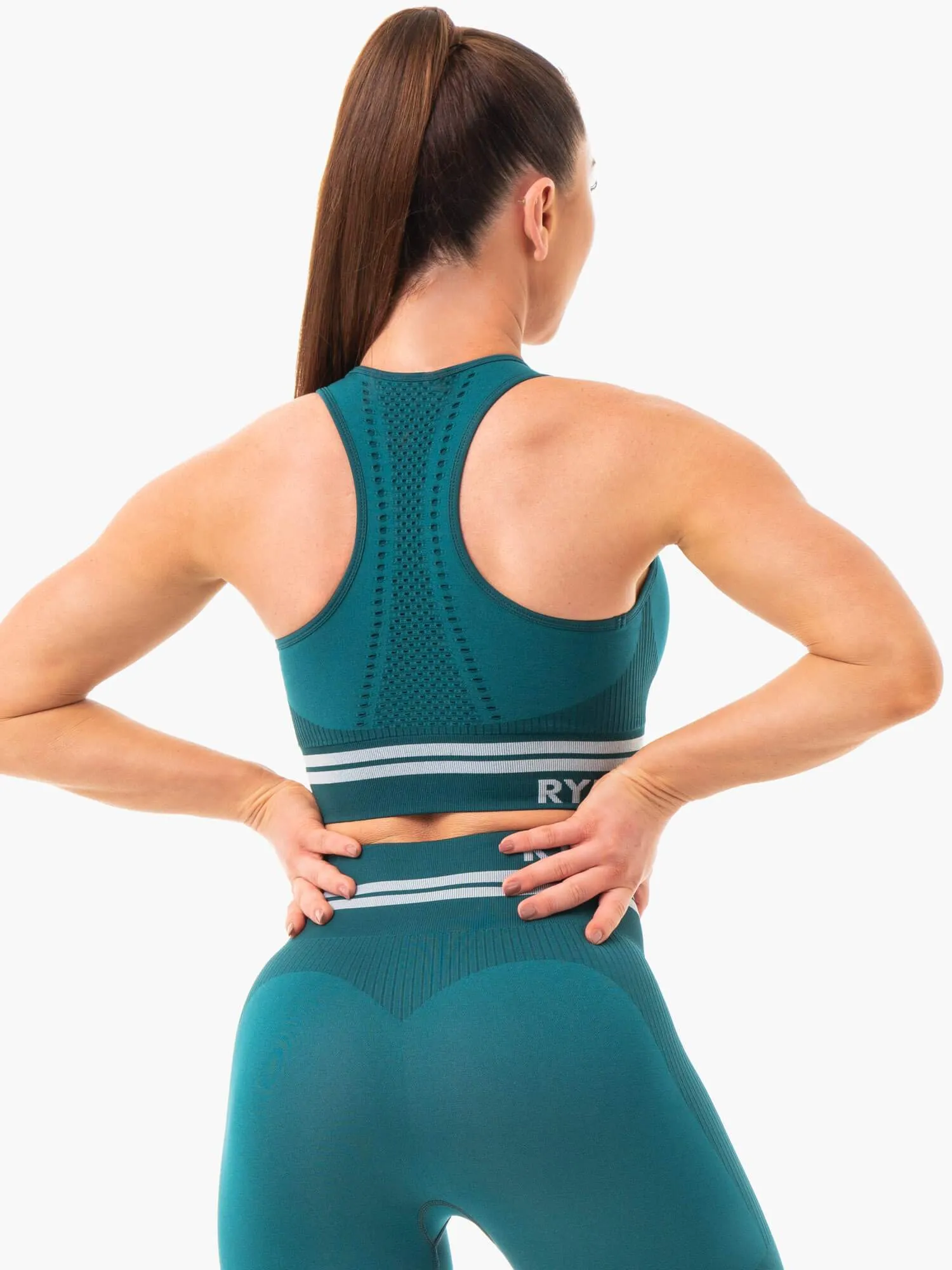 Freestyle Seamless Longline Sports Bra - Emerald Green sold by Ryderwear product image thumbnail 2