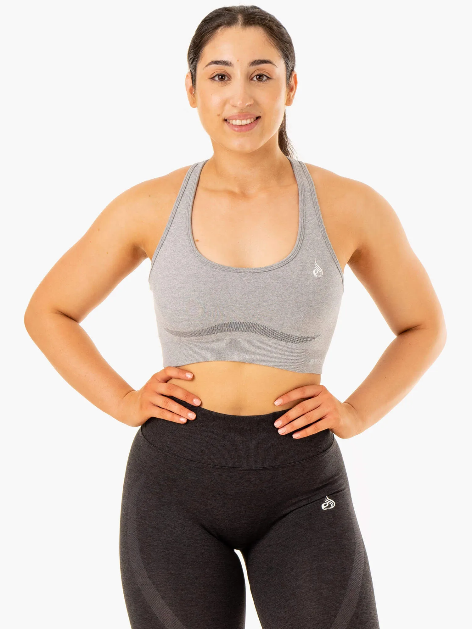 Staples Seamless Racer Back Sports Bra - Grey Marl sold by Ryderwear