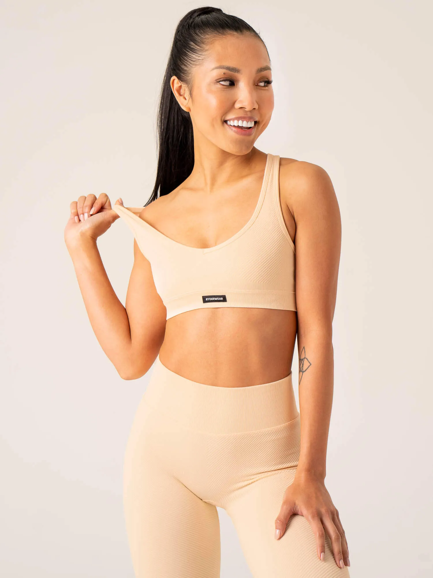 Circuit Rib Seamless Sports Bra - Peach Sorbet sold by Ryderwear product image thumbnail 4