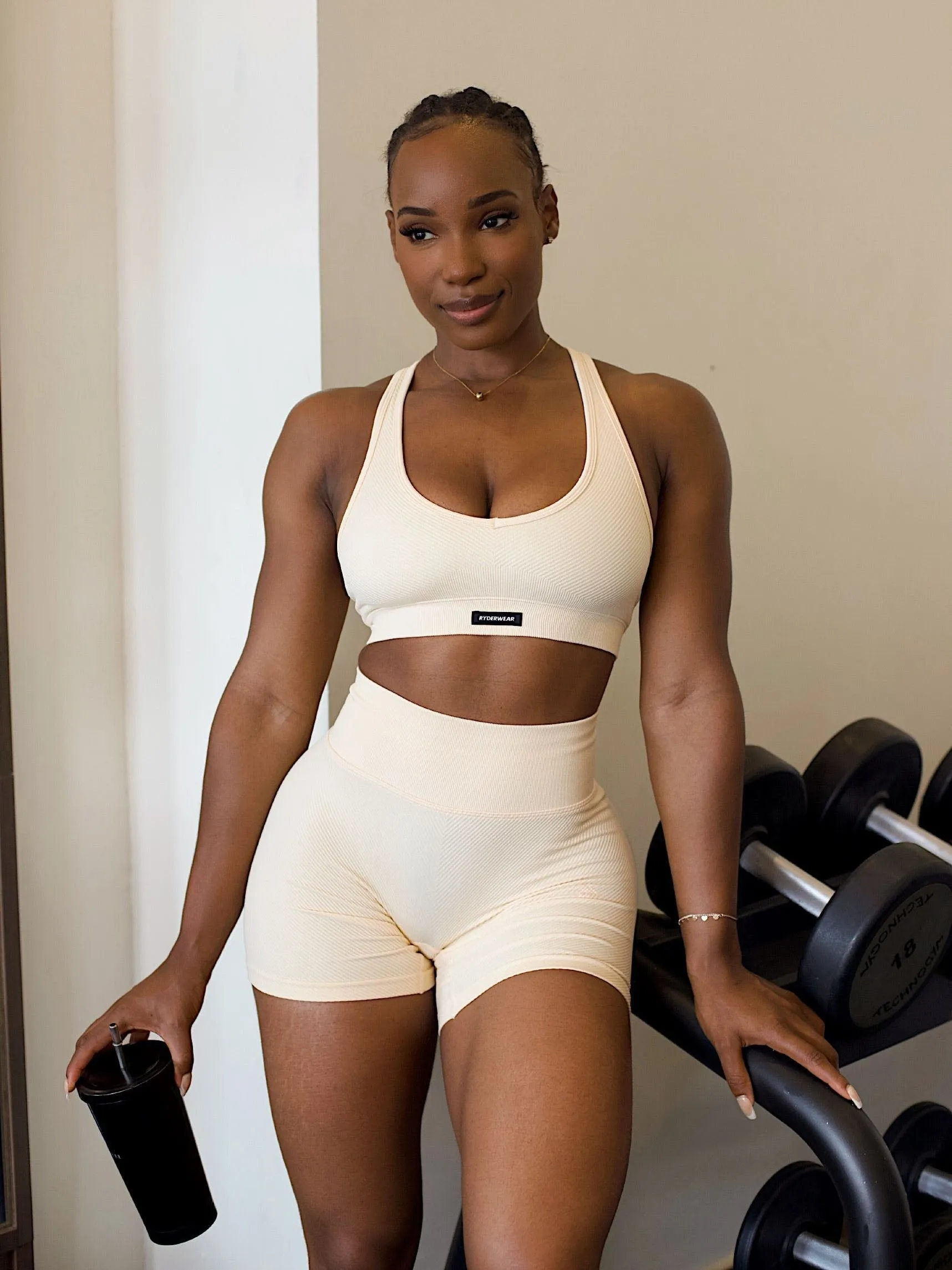 Circuit Rib Seamless Sports Bra - Peach Sorbet sold by Ryderwear