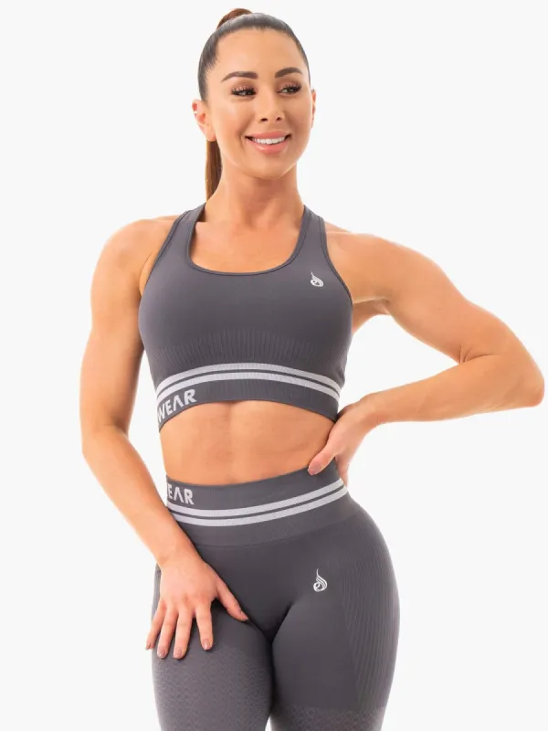 Freestyle Seamless Longline Sports Bra - Charcoal sold by Ryderwear
