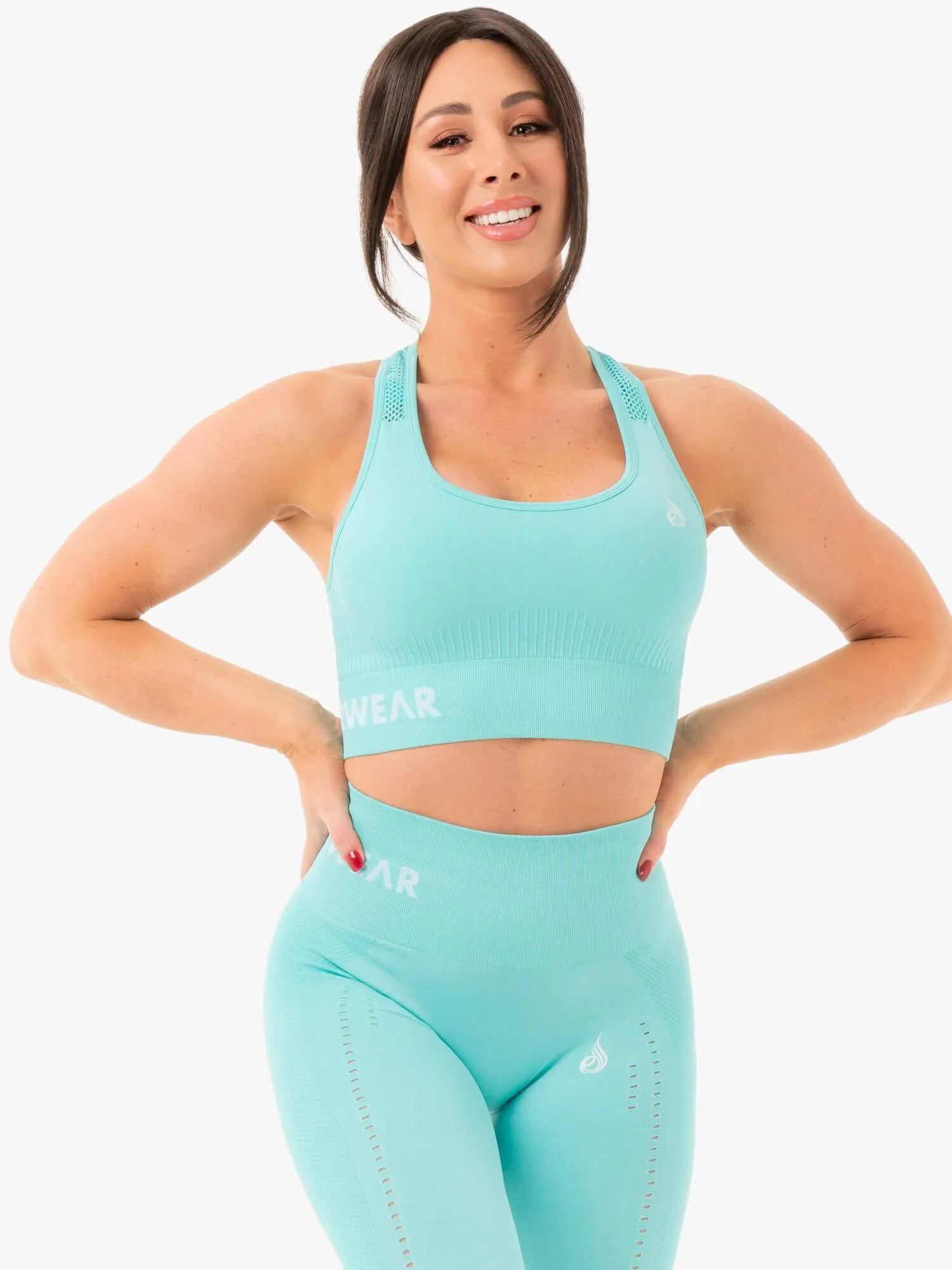 Seamless Staples Sports Bra - Aqua Marl sold by Ryderwear