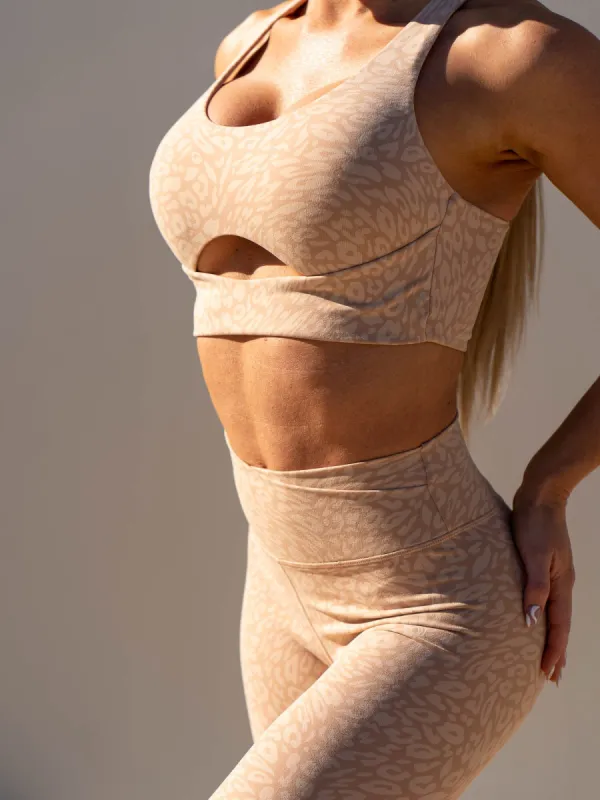 Rotation Sports Bra - Sandstone Leopard sold by Ryderwear