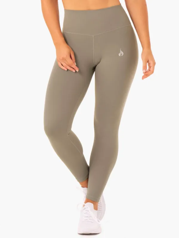 Base Full Length High Waisted Leggings - Khaki sold by Ryderwear