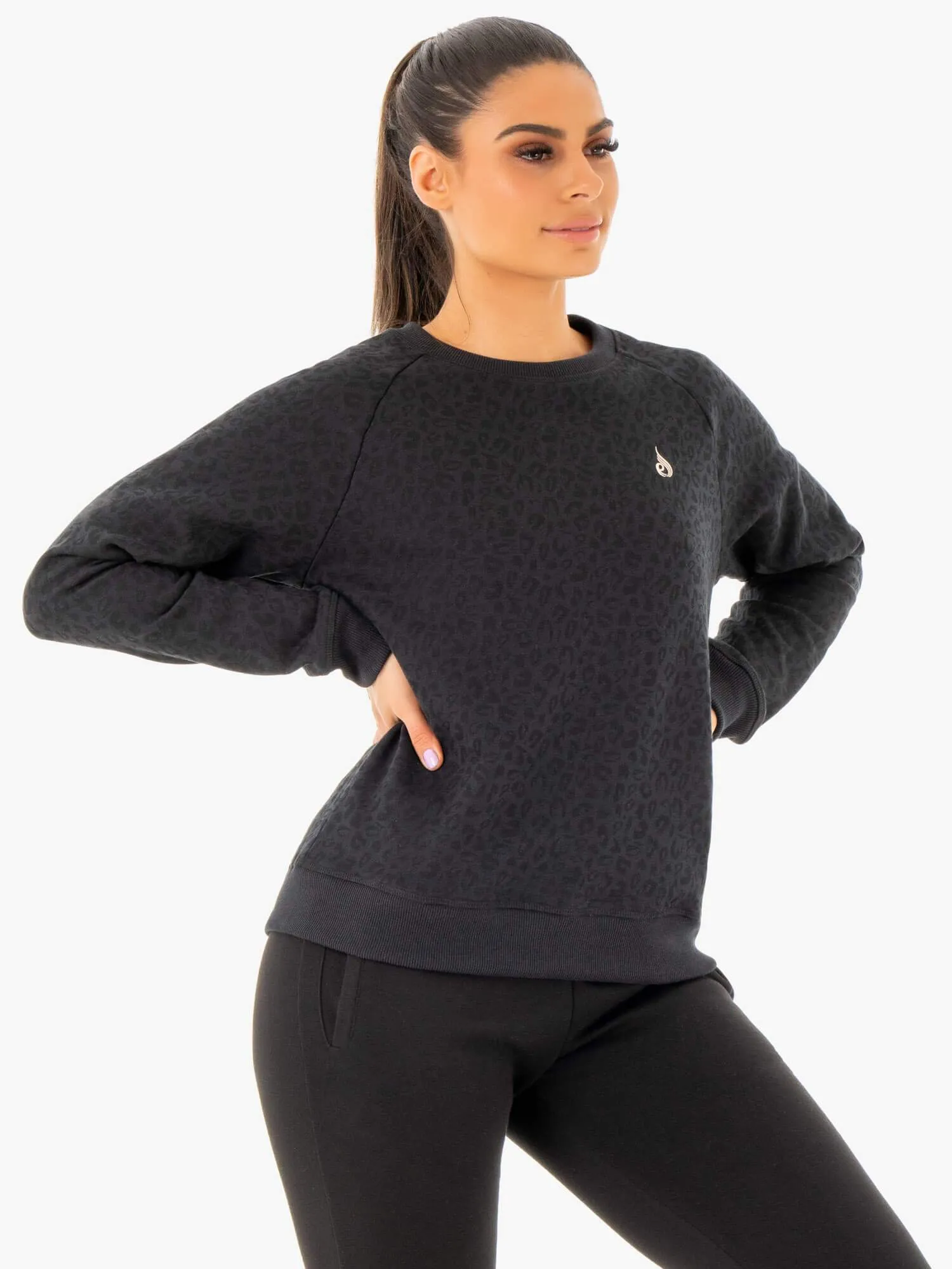 Adapt Boyfriend Sweater - Black Leopard sold by Ryderwear product image thumbnail 4