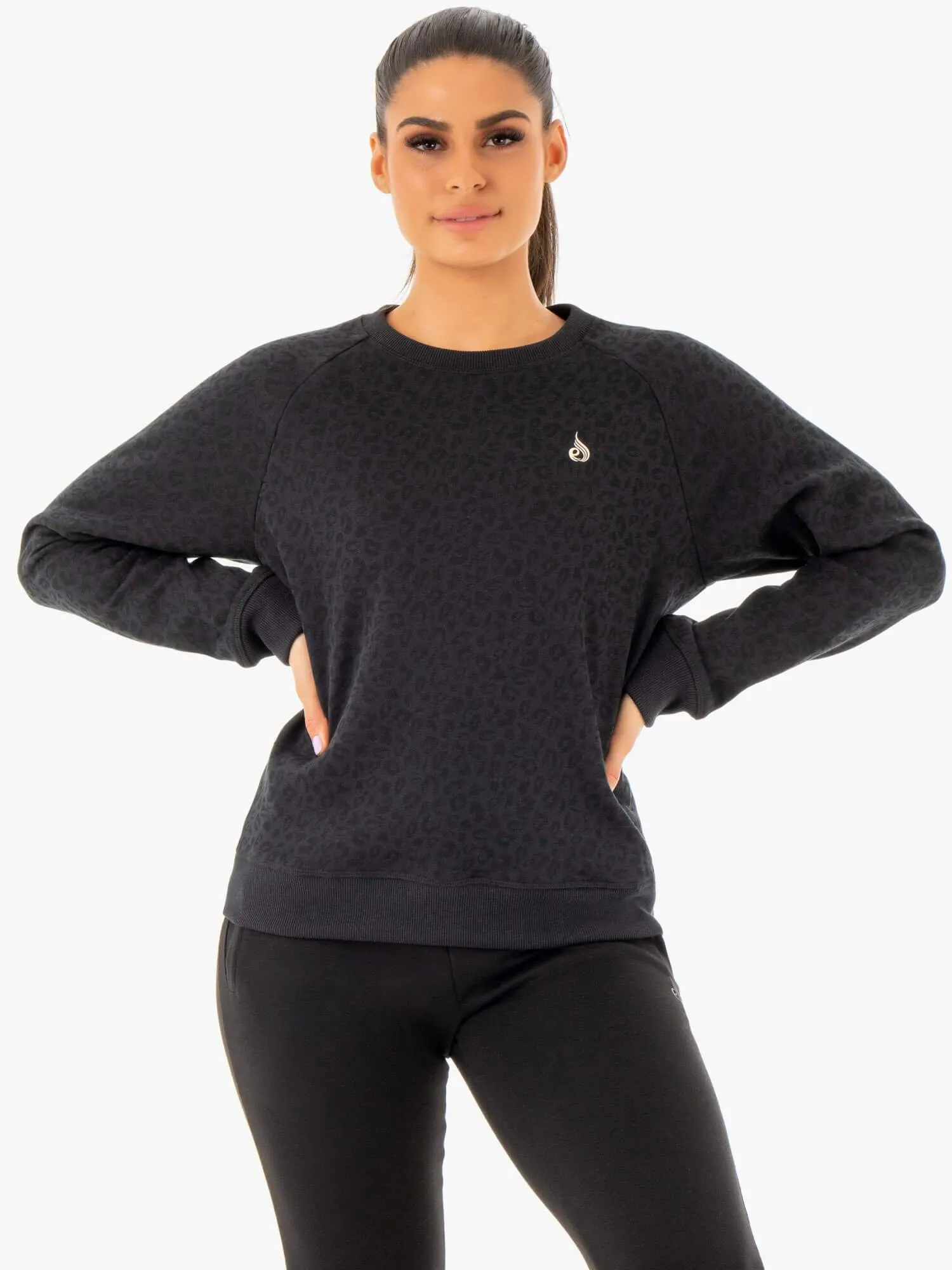 Adapt Boyfriend Sweater - Black Leopard sold by Ryderwear