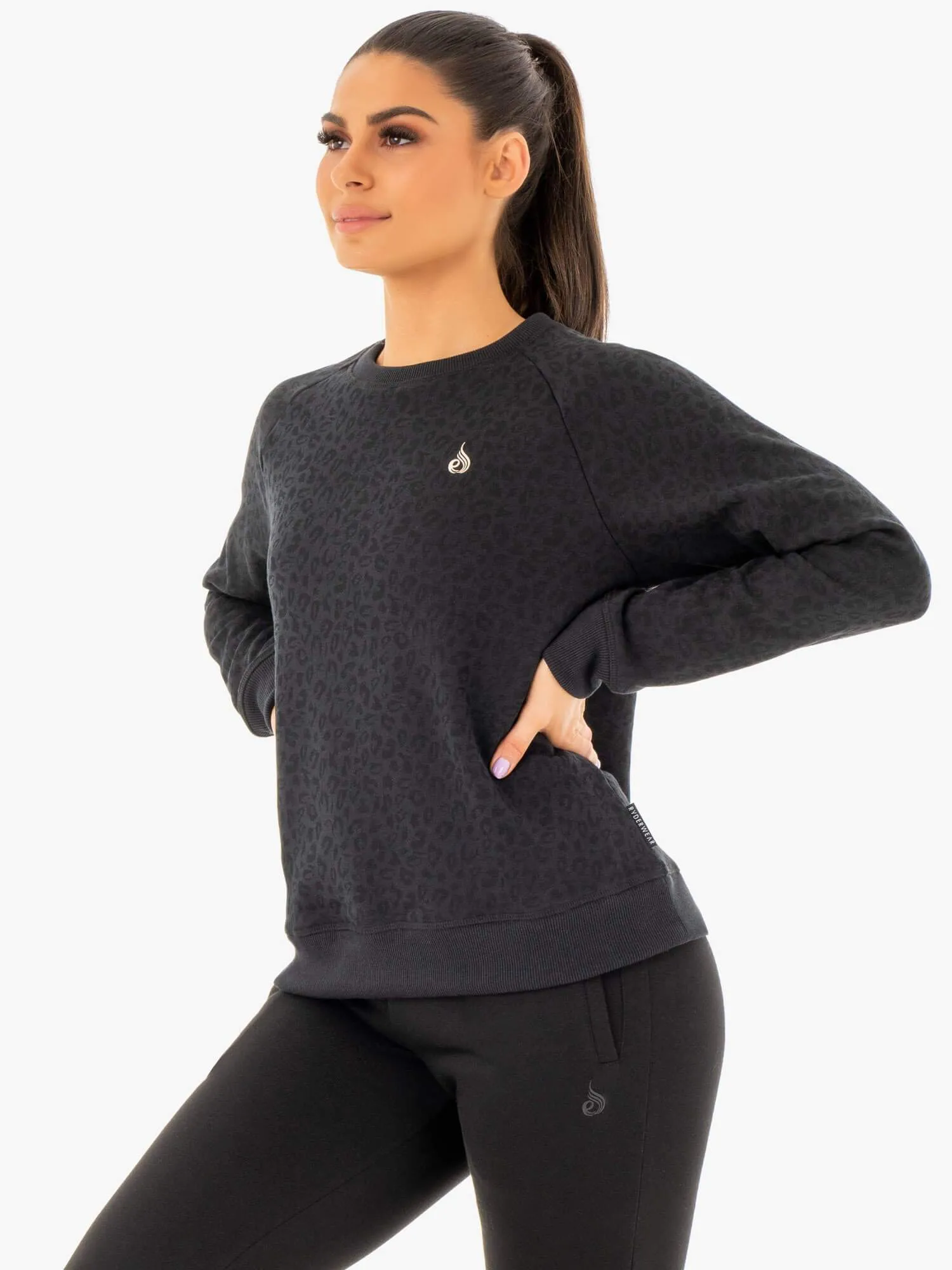 Adapt Boyfriend Sweater - Black Leopard sold by Ryderwear product image thumbnail 3