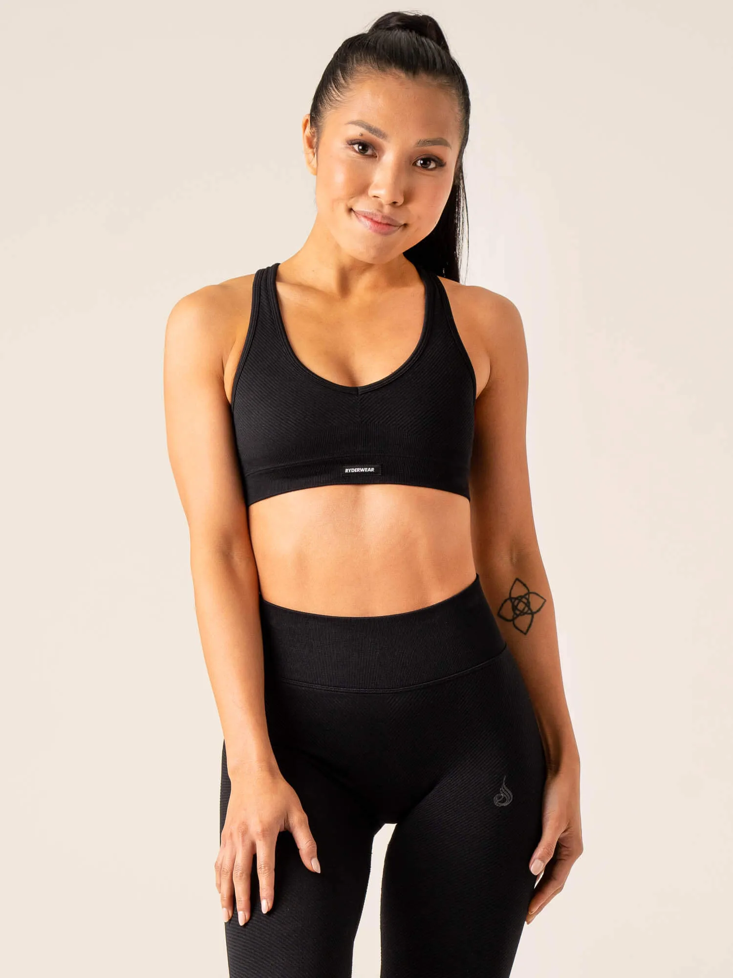 Circuit Rib Seamless Sports Bra - Black sold by Ryderwear product image thumbnail 3