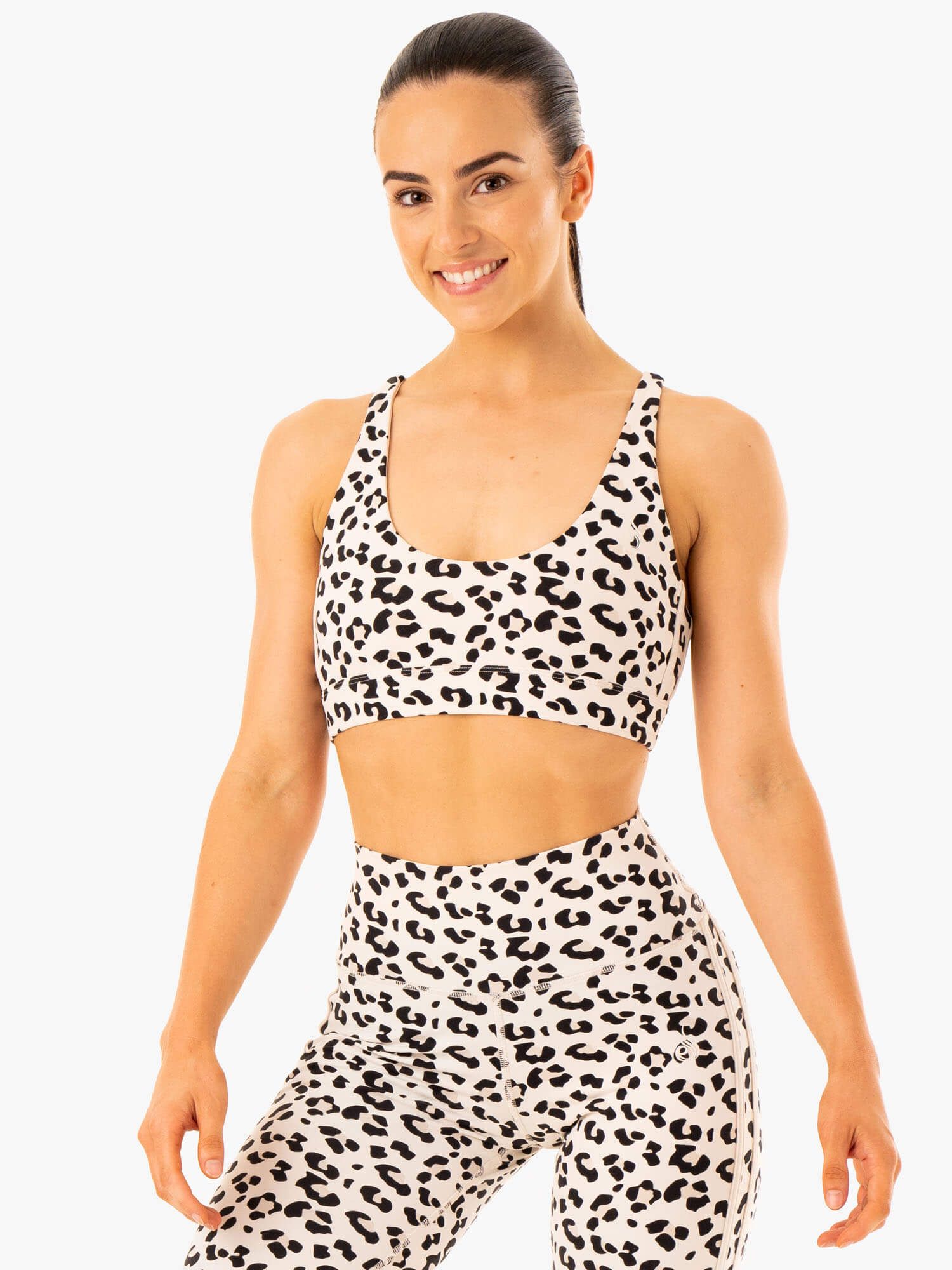 Evolution Sports Bra - Ivory Leopard sold by Ryderwear