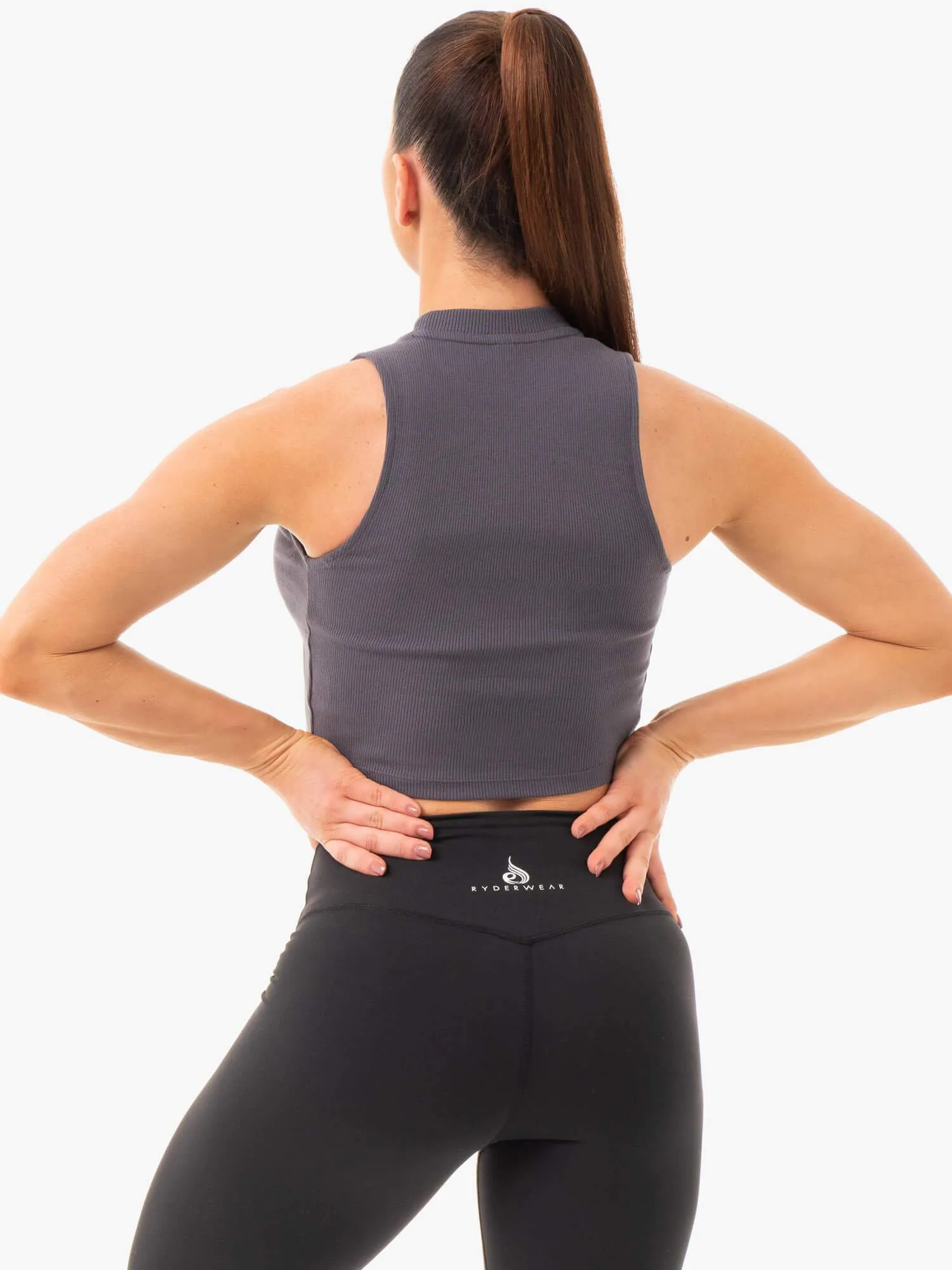 Ribbed Crop Tank - Charcoal sold by Ryderwear product image thumbnail 2