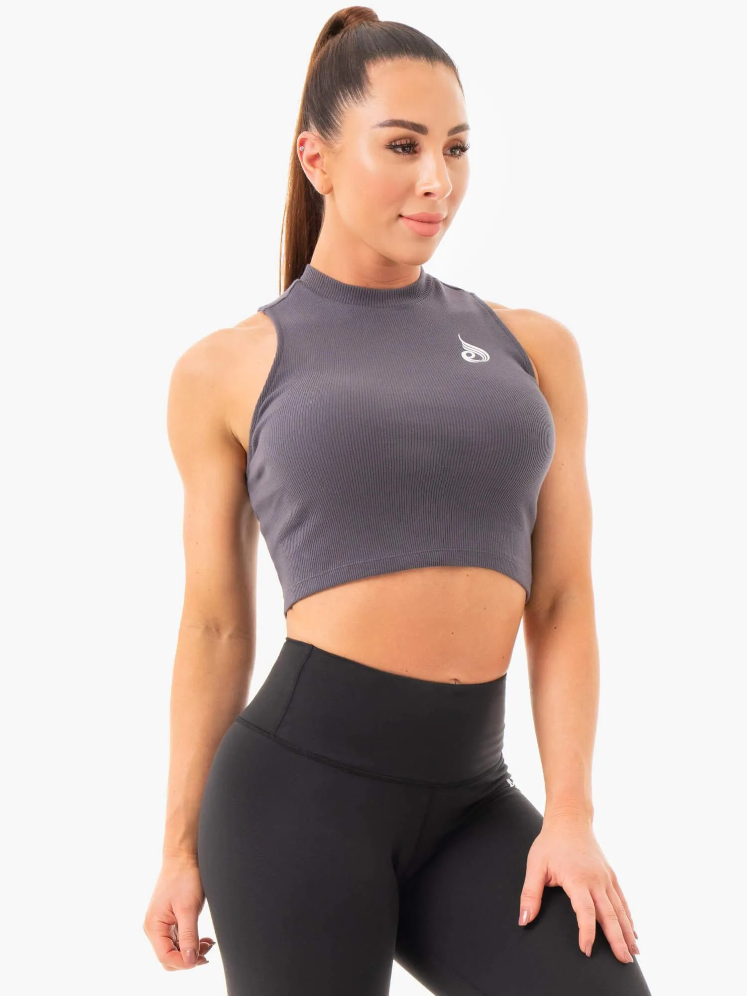 Ribbed Crop Tank - Charcoal sold by Ryderwear product image thumbnail 4