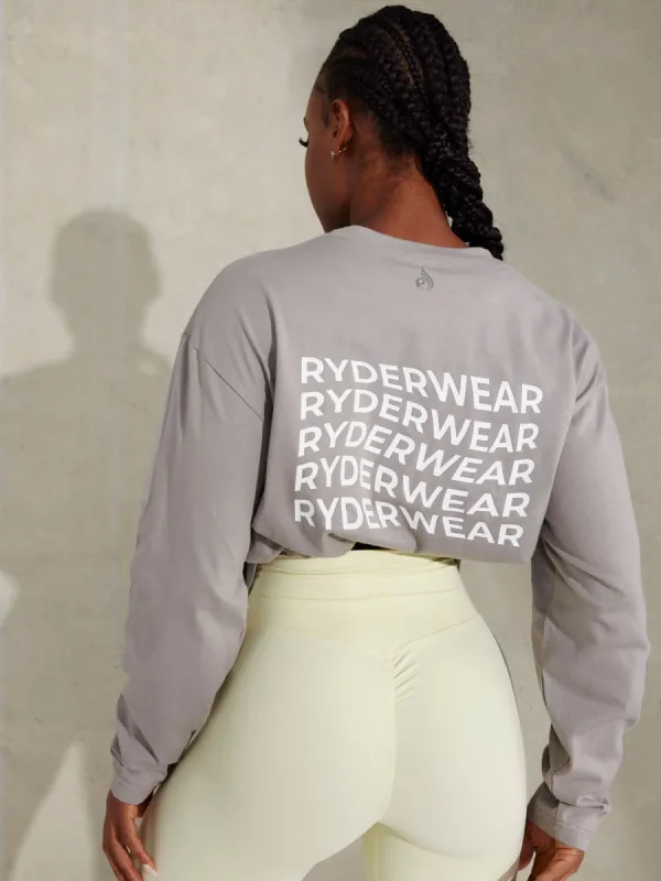 Embody Oversized Long Sleeve T-Shirt - Steel Grey sold by Ryderwear