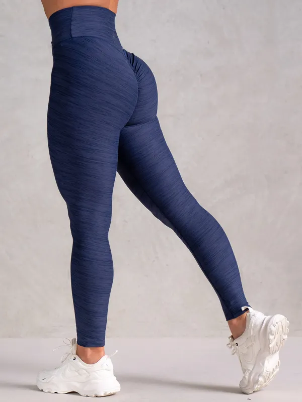 Icon Cross Over Scrunch Leggings - Navy Marl sold by Ryderwear