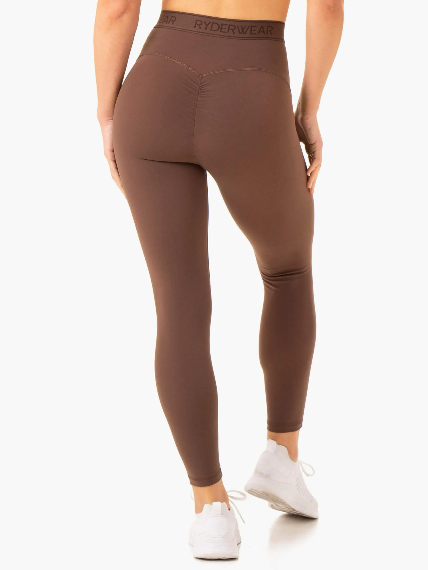 Level Up High Waisted Scrunch Leggings - Chocolate sold by Ryderwear product image thumbnail 3