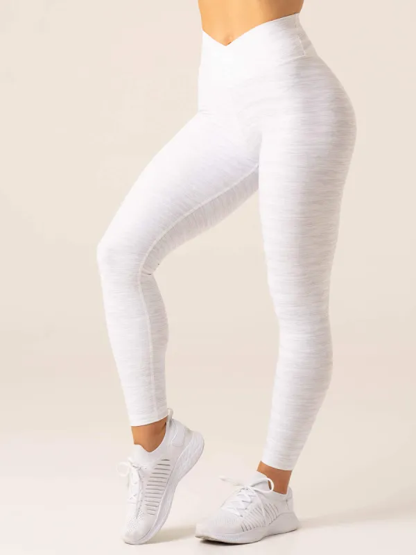 Momentum Cross Over Scrunch Leggings - Snow Grey Marl sold by Ryderwear