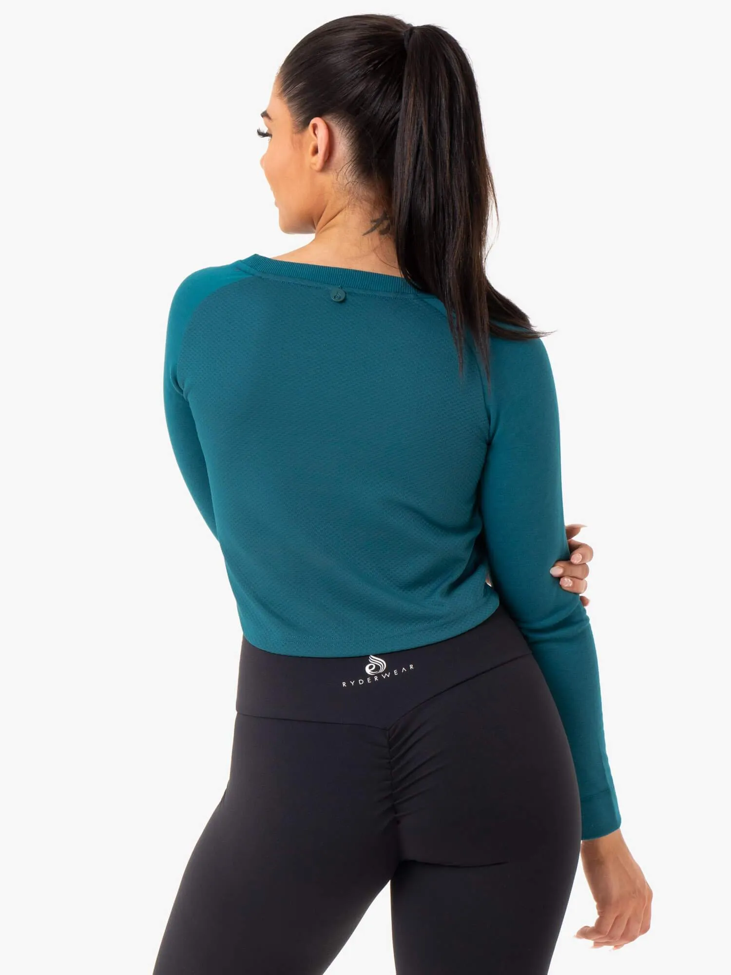 Staples Cropped Sweater - Emerald sold by Ryderwear product image thumbnail 2