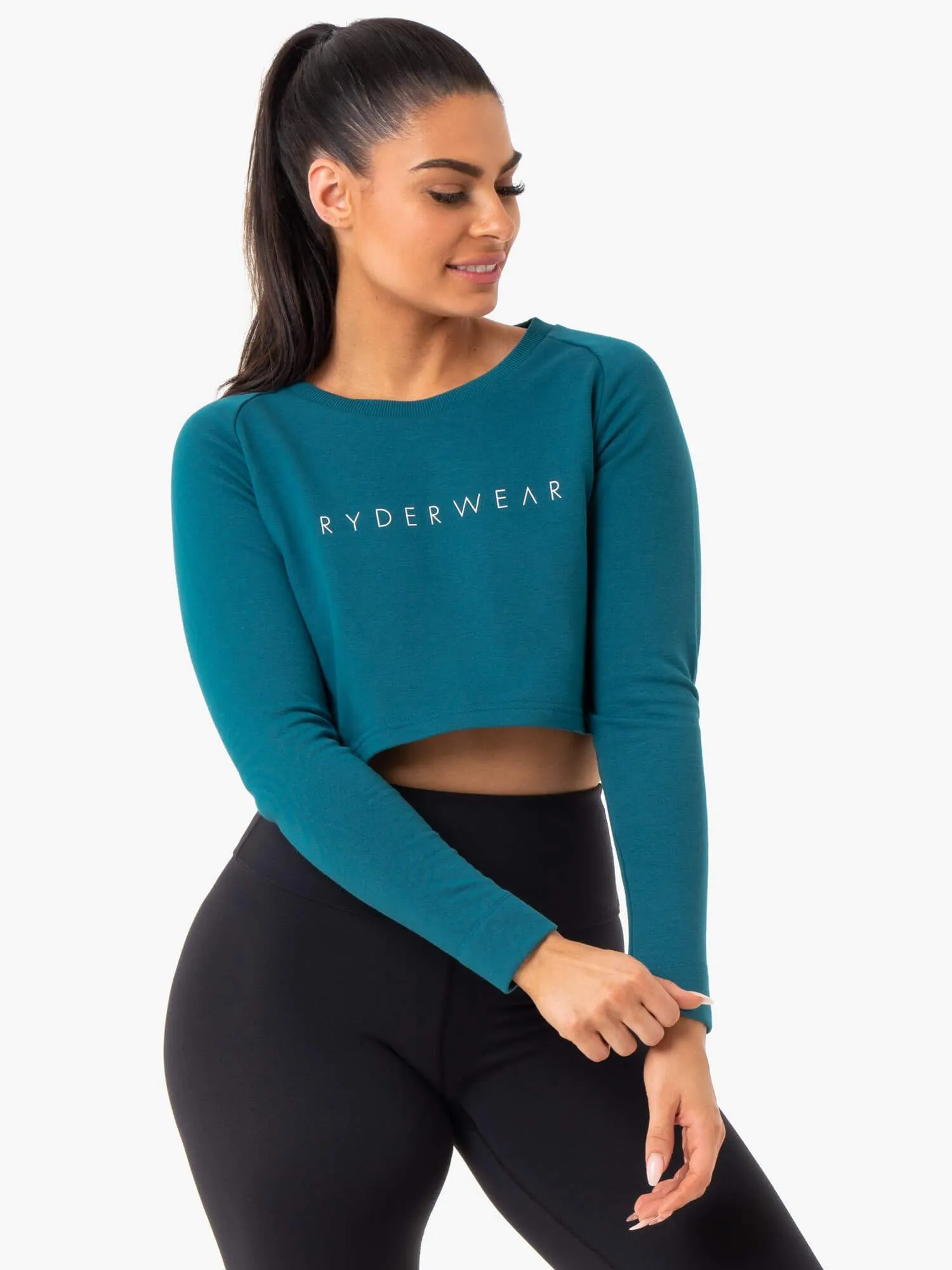 Staples Cropped Sweater - Emerald sold by Ryderwear