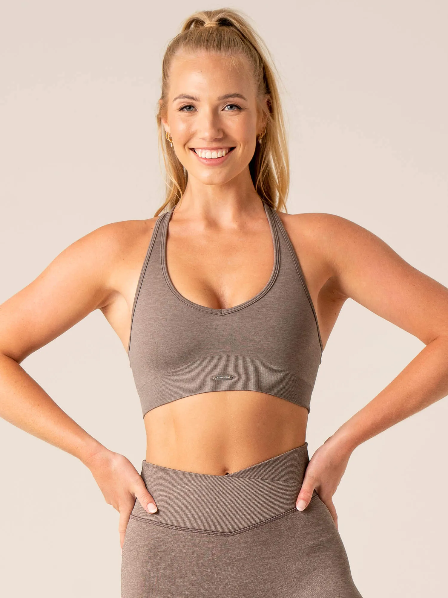 Focus Seamless Sports Bra - Taupe Marl sold by Ryderwear product image thumbnail 3