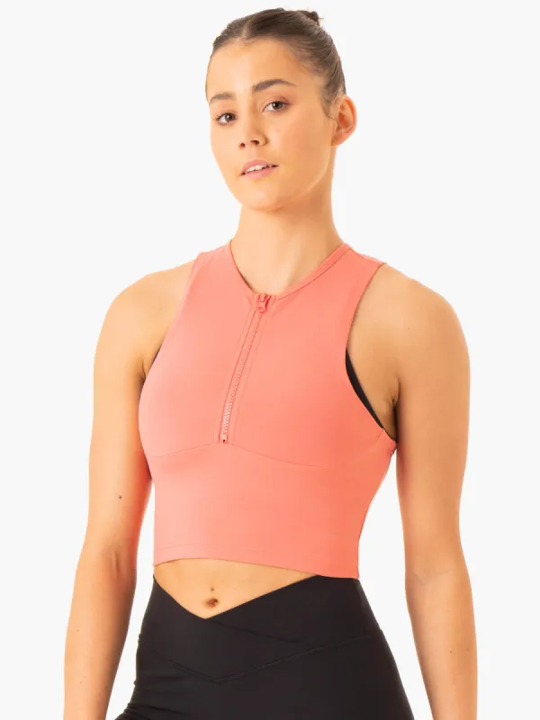 Embody Zip Up Crop - Rose Pink sold by Ryderwear