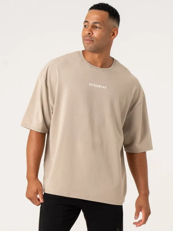 Pursuit Oversized T-Shirt - Taupe Stonewash sold by Ryderwear