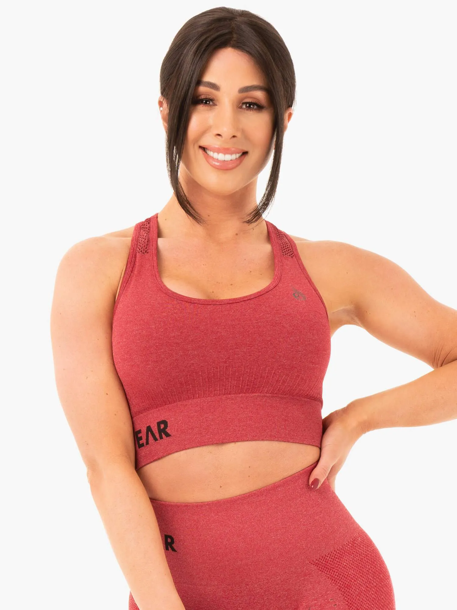Seamless Staples Sports Bra - Cherry Red Marl sold by Ryderwear