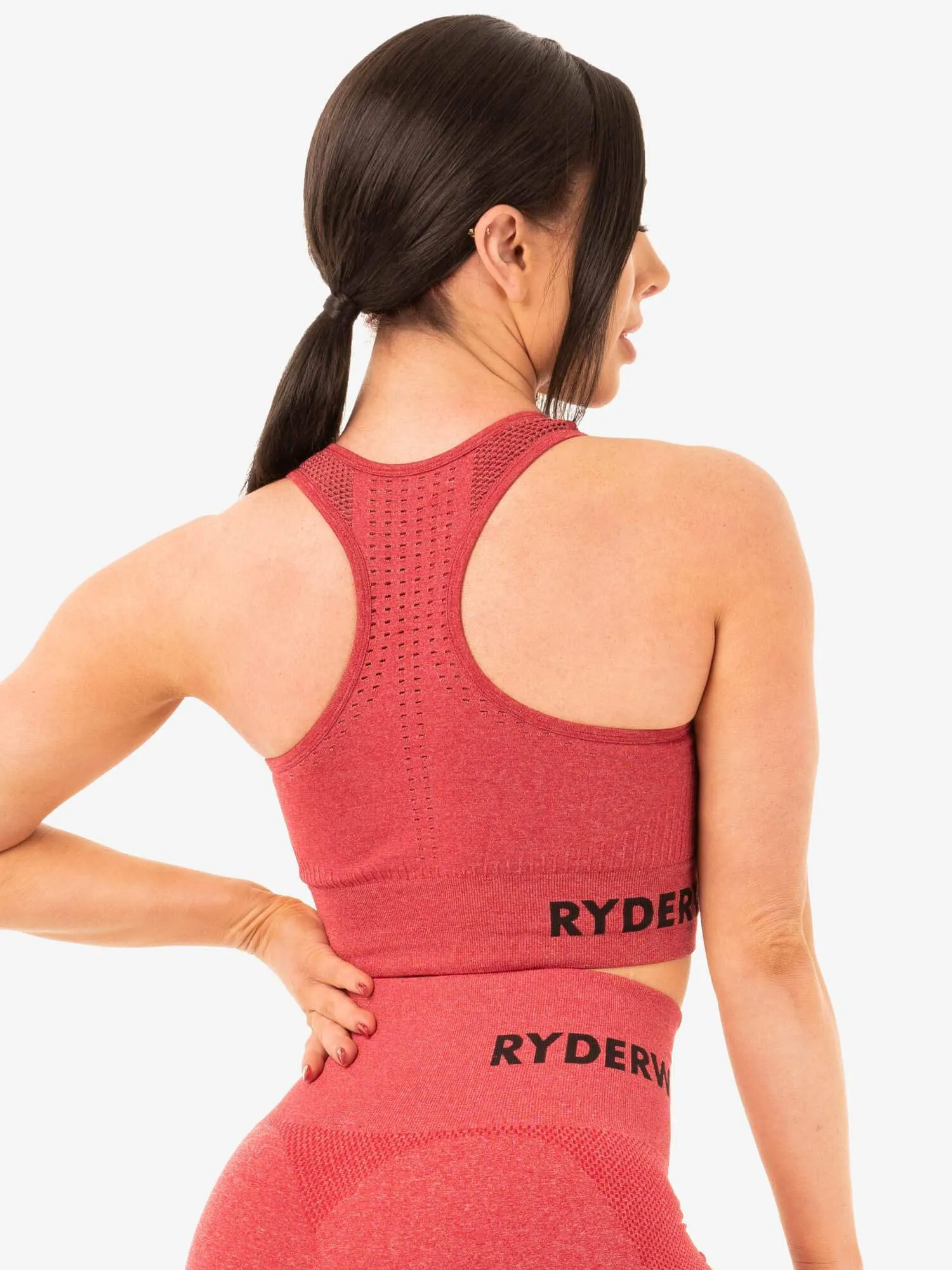 Seamless Staples Sports Bra - Cherry Red Marl sold by Ryderwear product image thumbnail 2