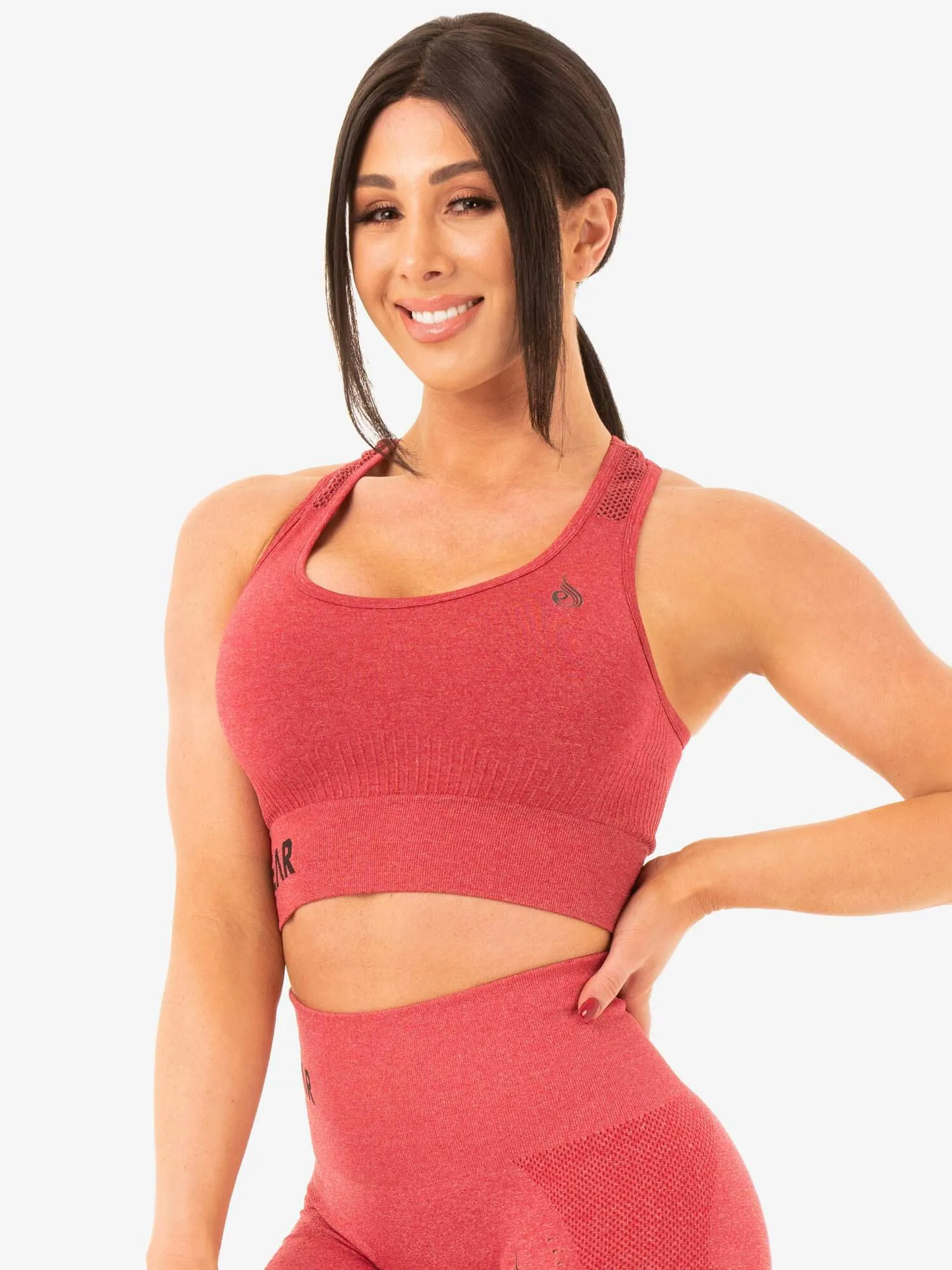 Seamless Staples Sports Bra - Cherry Red Marl sold by Ryderwear product image thumbnail 3