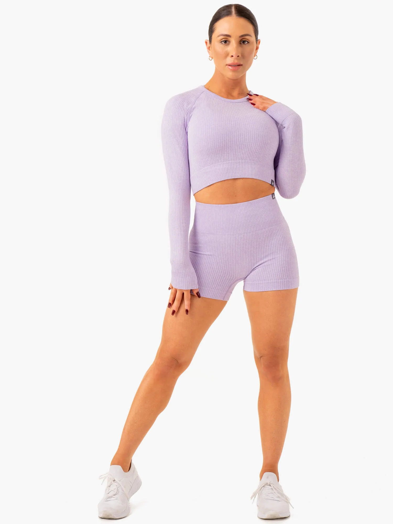 Rib Seamless Long Sleeve Top - Lavender Marl sold by Ryderwear product image thumbnail 5
