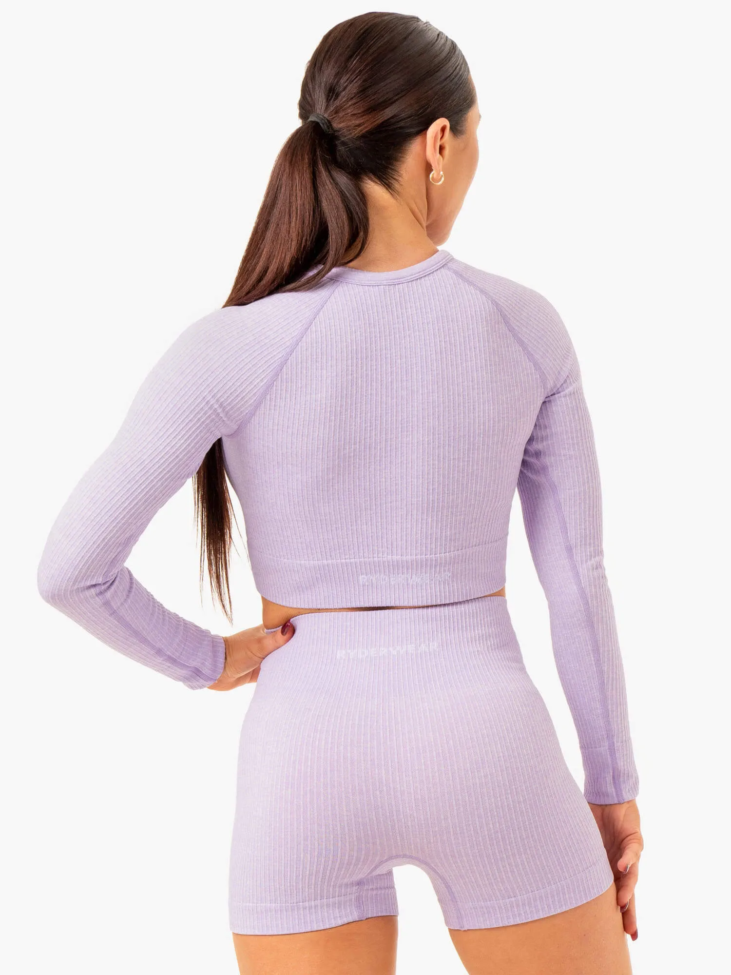 Rib Seamless Long Sleeve Top - Lavender Marl sold by Ryderwear product image thumbnail 2