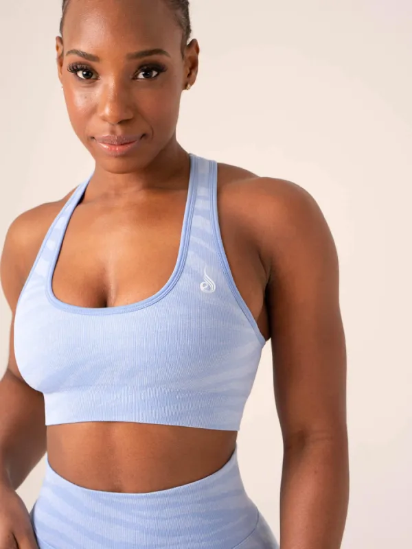 Zebra Seamless Sports Bra - Sky Blue Zebra sold by Ryderwear