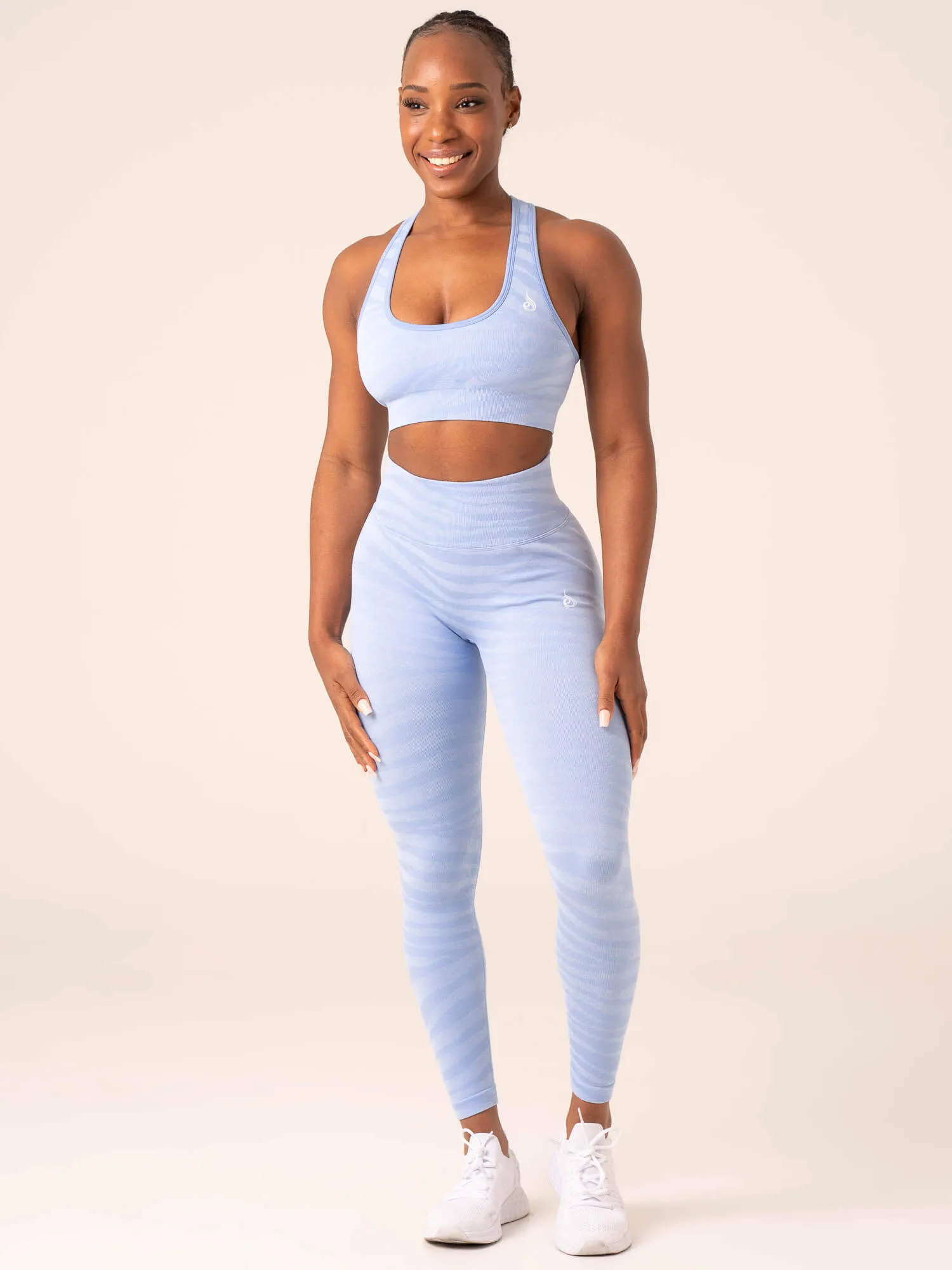 Zebra Seamless Sports Bra - Sky Blue Zebra sold by Ryderwear product image thumbnail 5