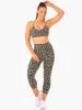 Hybrid 7/8 Leggings - Khaki Leopard sold by Ryderwear