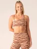 Unstoppable One Shoulder Sports Bra - Mocha Zebra sold by Ryderwear
