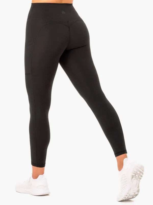 Reset High Waisted Pocket Leggings - Black sold by Ryderwear