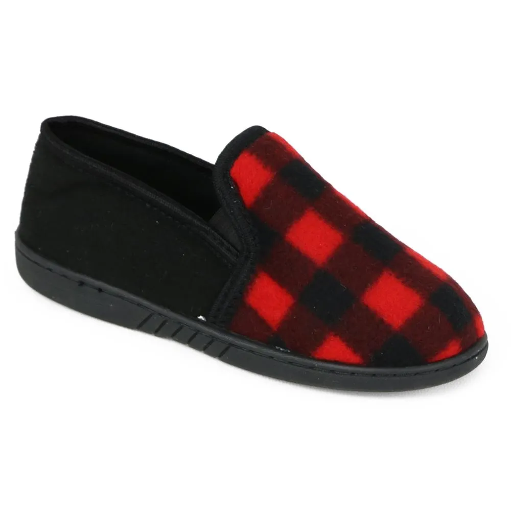 Zac & Evan Boys 11-5 Plaid Fleece Slipper Shoe sold by S&D