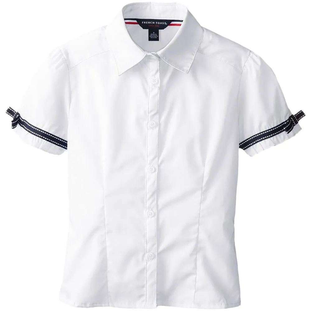French Toast Girls 4-20 Short Sleeve Ribbon Bow Blouse sold by S&D